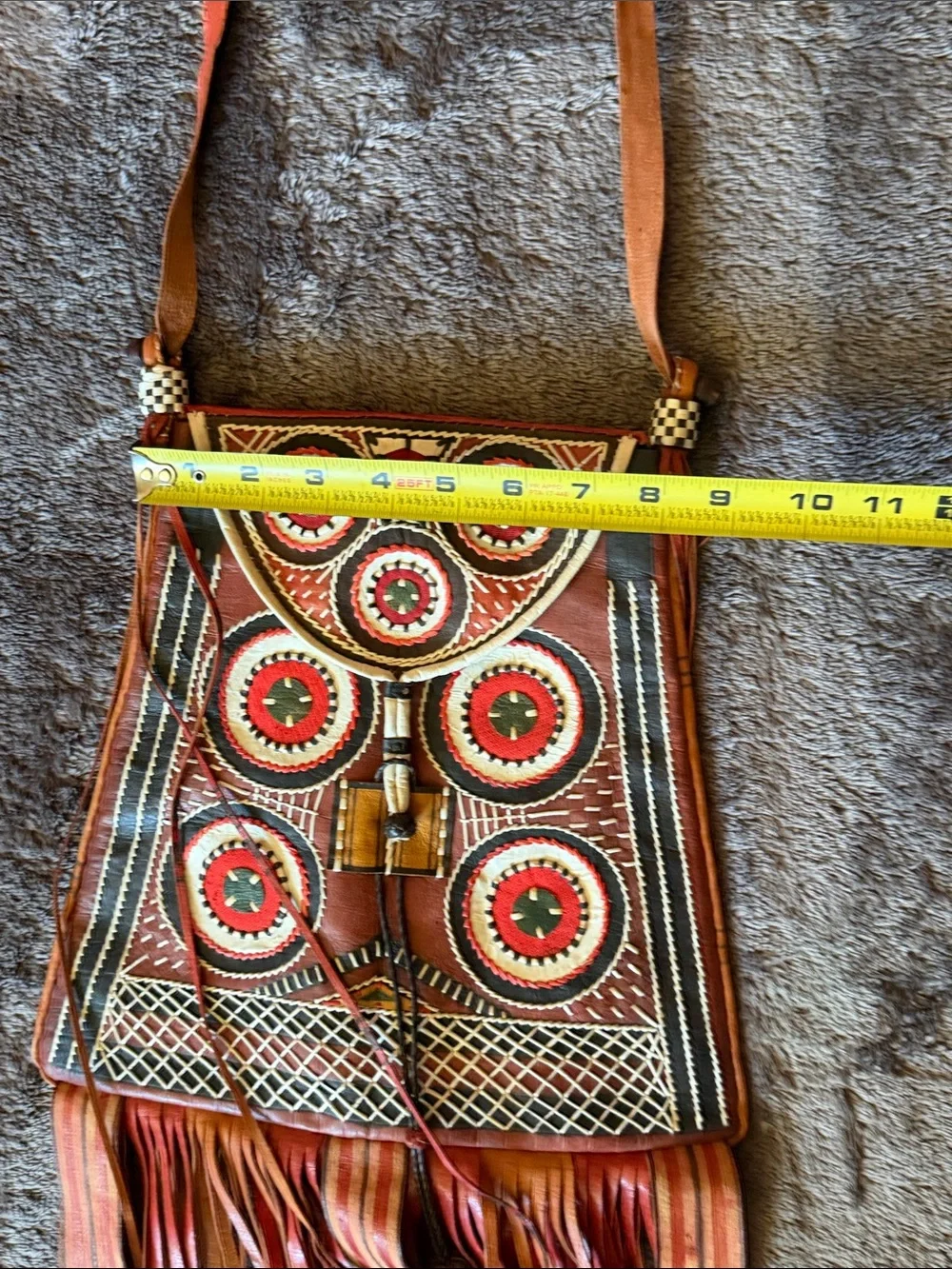 👜 Handstitched Trapezoid Leather Taureg Bag w/Fringes